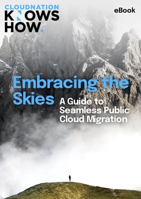 ebook cover Embracing the skies - a guide to seamless public cloud migration